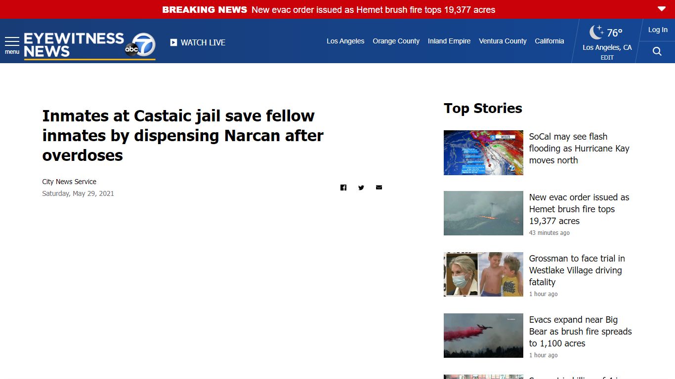 Inmates at Castaic jail save fellow inmates by dispensing Narcan after ...