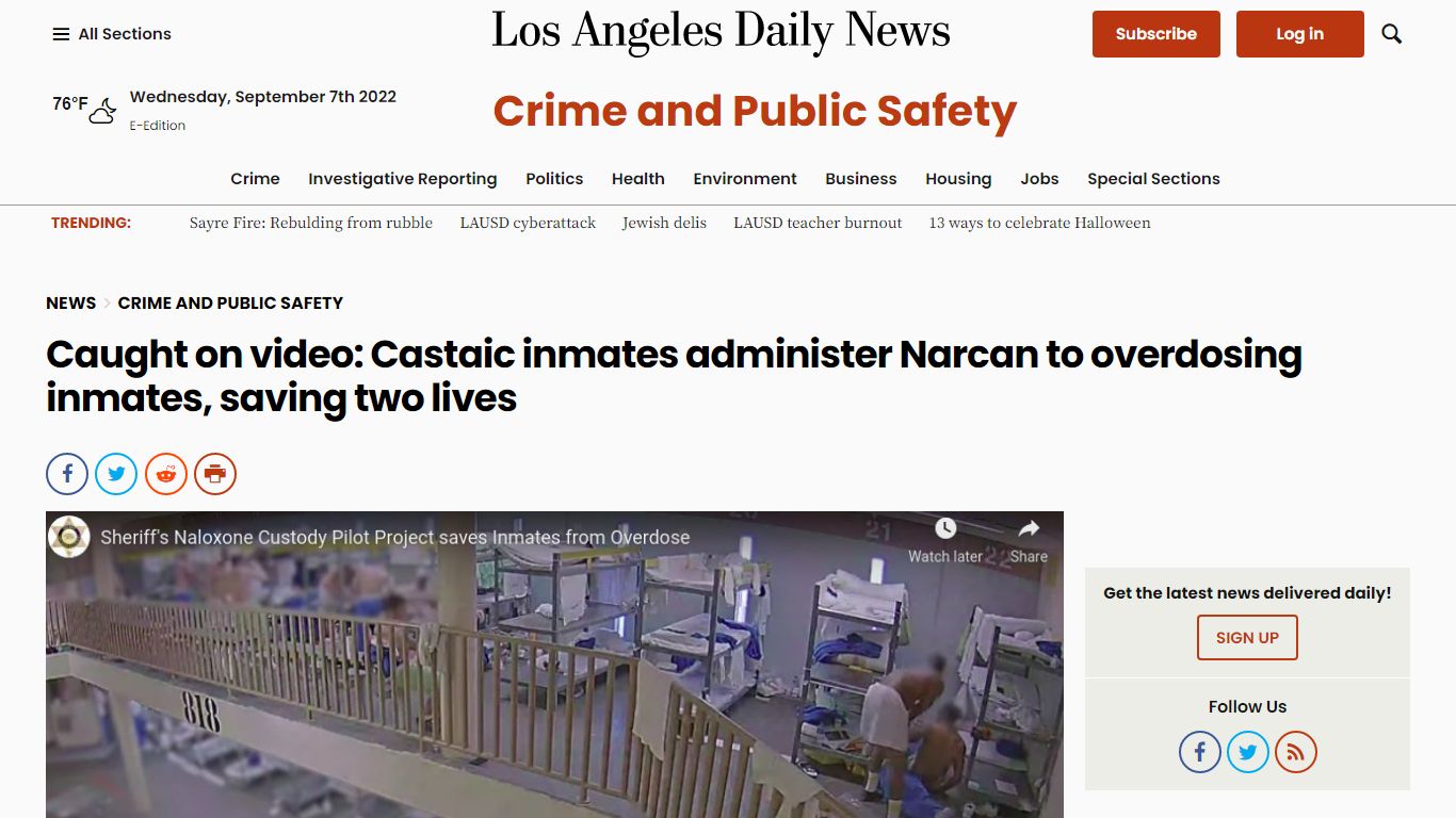 Caught on video: Castaic inmates administer Narcan to overdosing ...