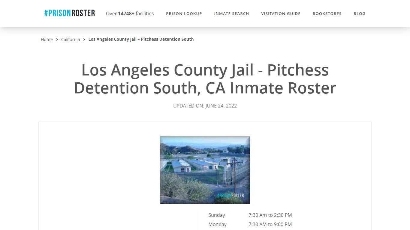 Los Angeles County Jail - Pitchess Detention South, CA Inmate Roster